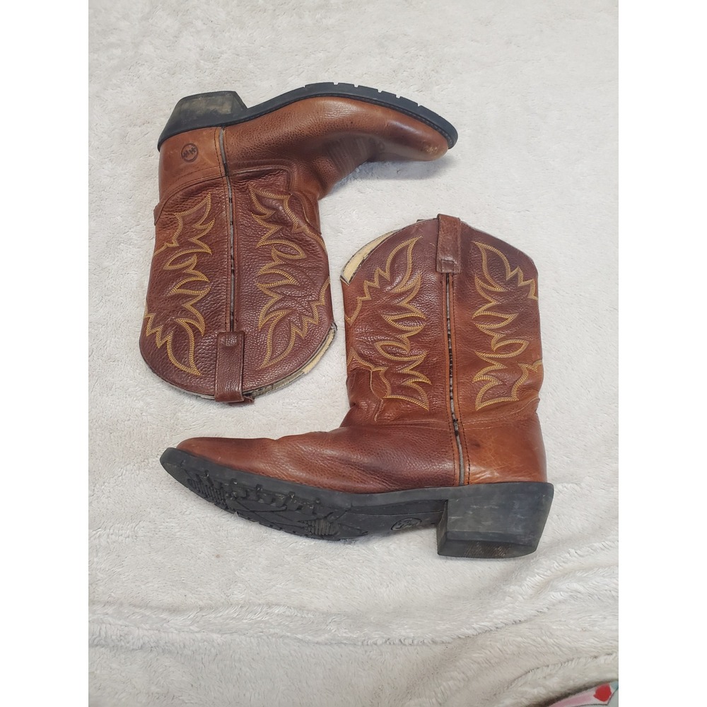 Double H Tan Brown Leather Stitched Western Cowboy Boot 12 D Boho Festival Rodeo